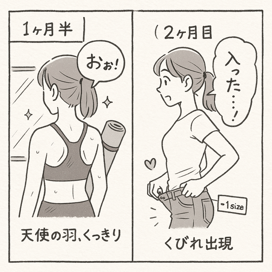 １ヶ月半後と２カ月目の変化